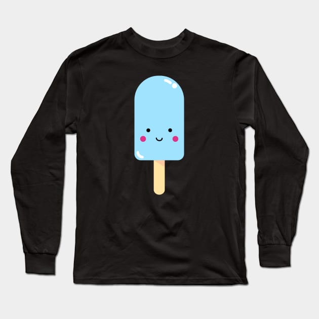 Blue Kawaii Ice Pop Long Sleeve T-Shirt by designminds1